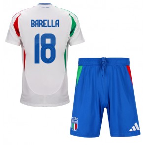 Italien Nicolo Barella #18 Replika Babytøj Udebanesæt Børn EM 2024 Kortærmet (+ Korte bukser)